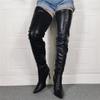 Women's Sexy Black Thigh High Boots. Pointed Toe Zipper Stilettos Over The Knee Boots. Winter Stiletto Boots. Wide-Leg Boots,Black,4 UK view 4