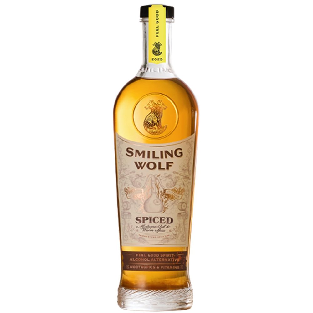 Smiling Wolf Spiced | Feel Good | Alcohol Alternative | Functional Alcohol Free Rum | Mood Enhancing Spirit with Natural Nootropics & B Vitamins | Premium Non Alcoholic | 700ml Bottle
