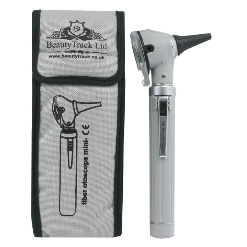 BeautyTrack F.O Mini Otoscope Auriscope Fiber Optic Ent Medical Diagnostic Examination Gp Students Nurses Ear Care (Grey)