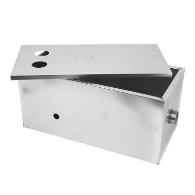 3 Stage Stainless Steel Grease Trap Interceptor for Kitchen Restaurant 50x25cm Dual Outlet Compatible with Commercial Drain Systems