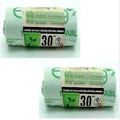 Compostable Kitchen Caddy Bin Liners, Food Waste Collection Bags PACK OF 2 ROLLS (30L)