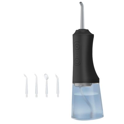 Water Flosser Cordless Oral Irrigator,Intelligent Power-Off,3 Modes of Adjustment,with 4 Functional Nozzles,360 Rotation,300ml Water Tank,IPX7 Waterproof,Essential for Home and Travelling (Black)