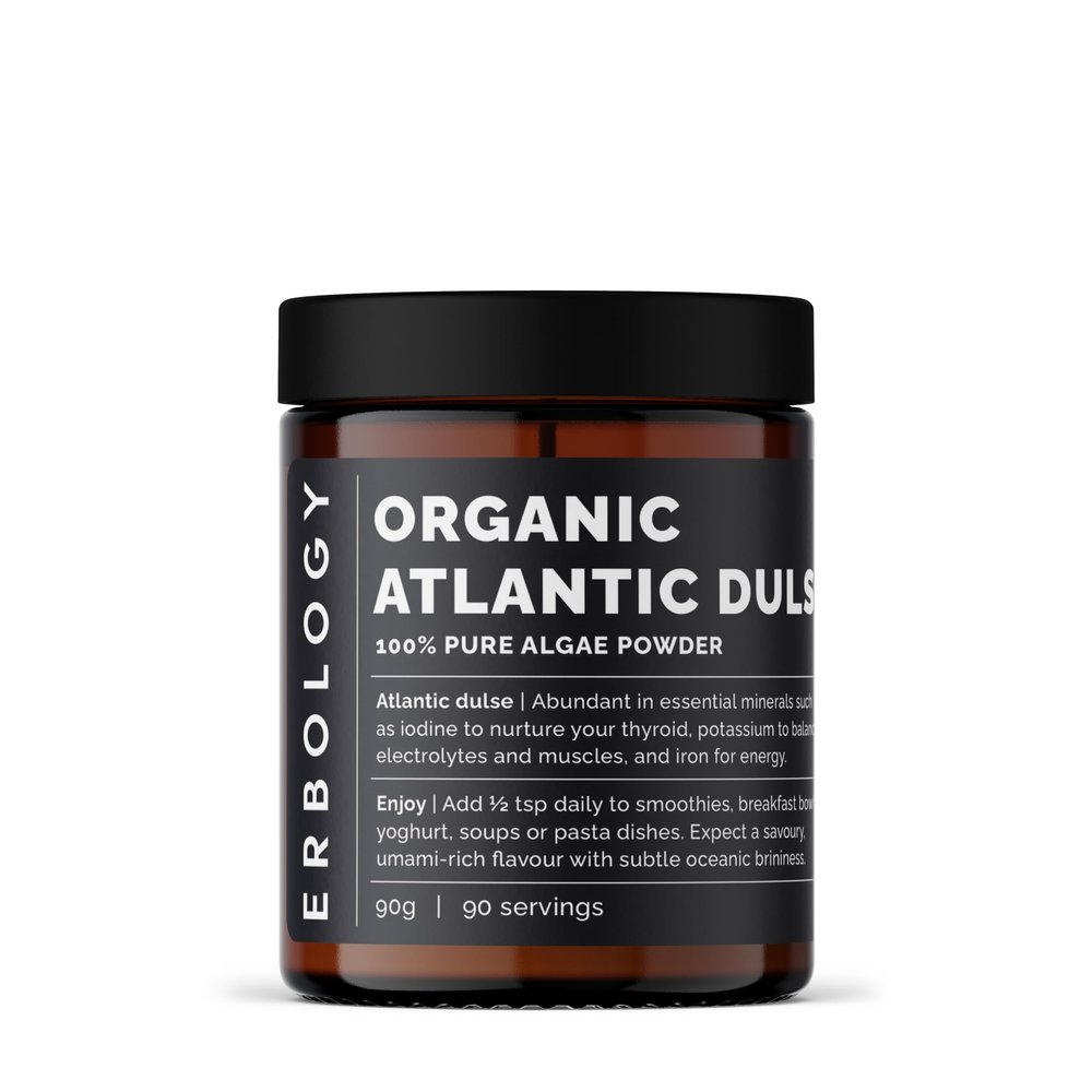Erbology Organic Atlantic Dulse Powder 90g - 90 Servings - Sustainably Sourced in Ireland - Supports Metabolism, Hair Growth and Electrolyte Balance - Rich in Iodine and Iron - Small Batch - GMO-Free