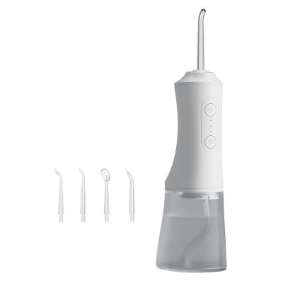 Water Flosser Cordless Oral Irrigator,Intelligent Power-Off,3 Modes of Adjustment,with 4 Functional Nozzles,360 Rotation,300ml Water Tank,IPX7 Waterproof,Essential for Home and Travelling (White)