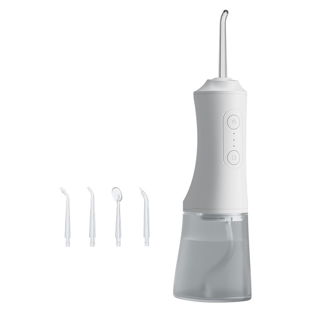 Water Flosser Cordless Oral Irrigator,Intelligent Power-Off,3 Modes of Adjustment,with 4 Functional Nozzles,360 Rotation,300ml Water Tank,IPX7 Waterproof,Essential for Home and Travelling (White)
