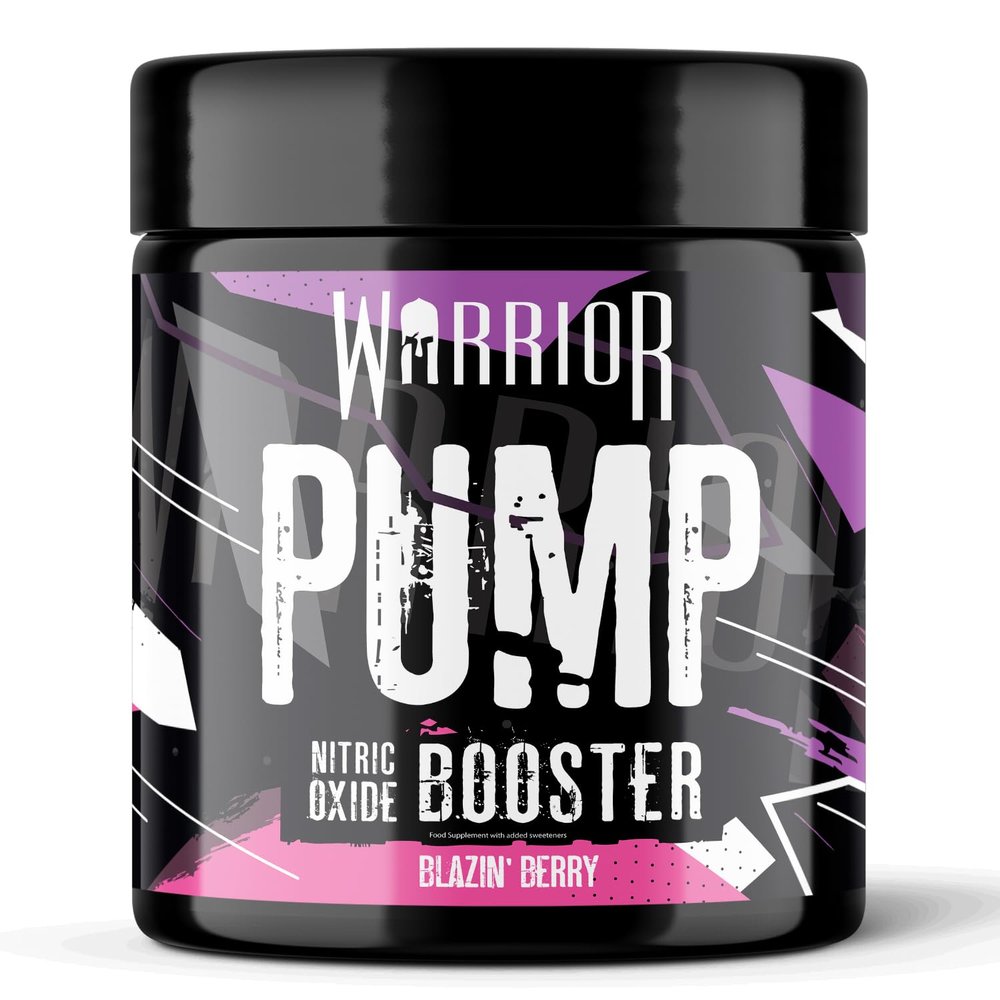Warrior Pump Pre Workout Powder 225g Non Stim & Caffeine Free Preworkout Nitric Oxide Supplement Contains Citrulline Malate, Glycerol, Cyclic Dextrin and Beetroot 30 Servings, Blazin Berry