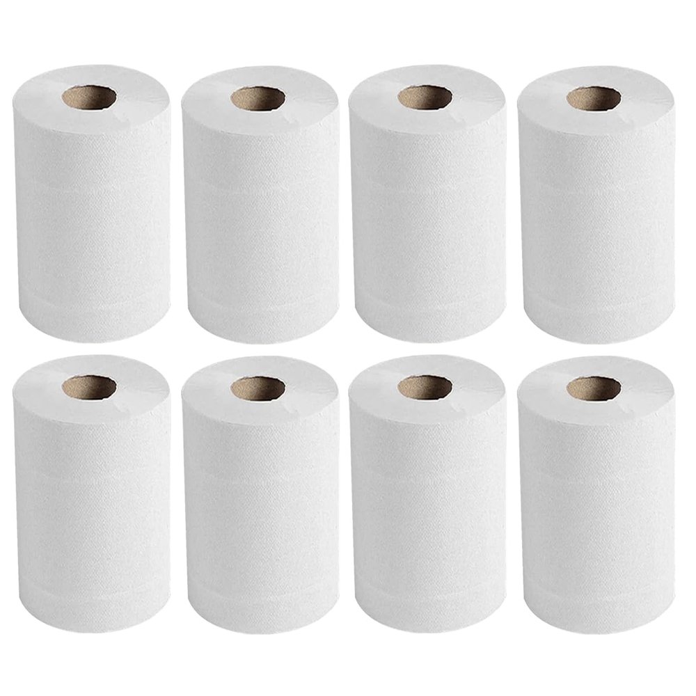 8 Rolls 2400 Sheets White Kitchen Roll 2 Ply Strong & Absorbent Paper Towels Durable & Disposable Napkin for Kitchen Household Cleaning & Spills Dirt Greas Soft Ideal for Home Restaurants & Catering