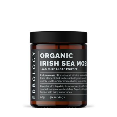 Erbology Organic Irish Sea Moss Powder 90g - 90 Servings - Sustainably Sourced in Ireland - Supports Metabolism and Skin Health - Rich in Iodine - Small Batch - GMO-Free