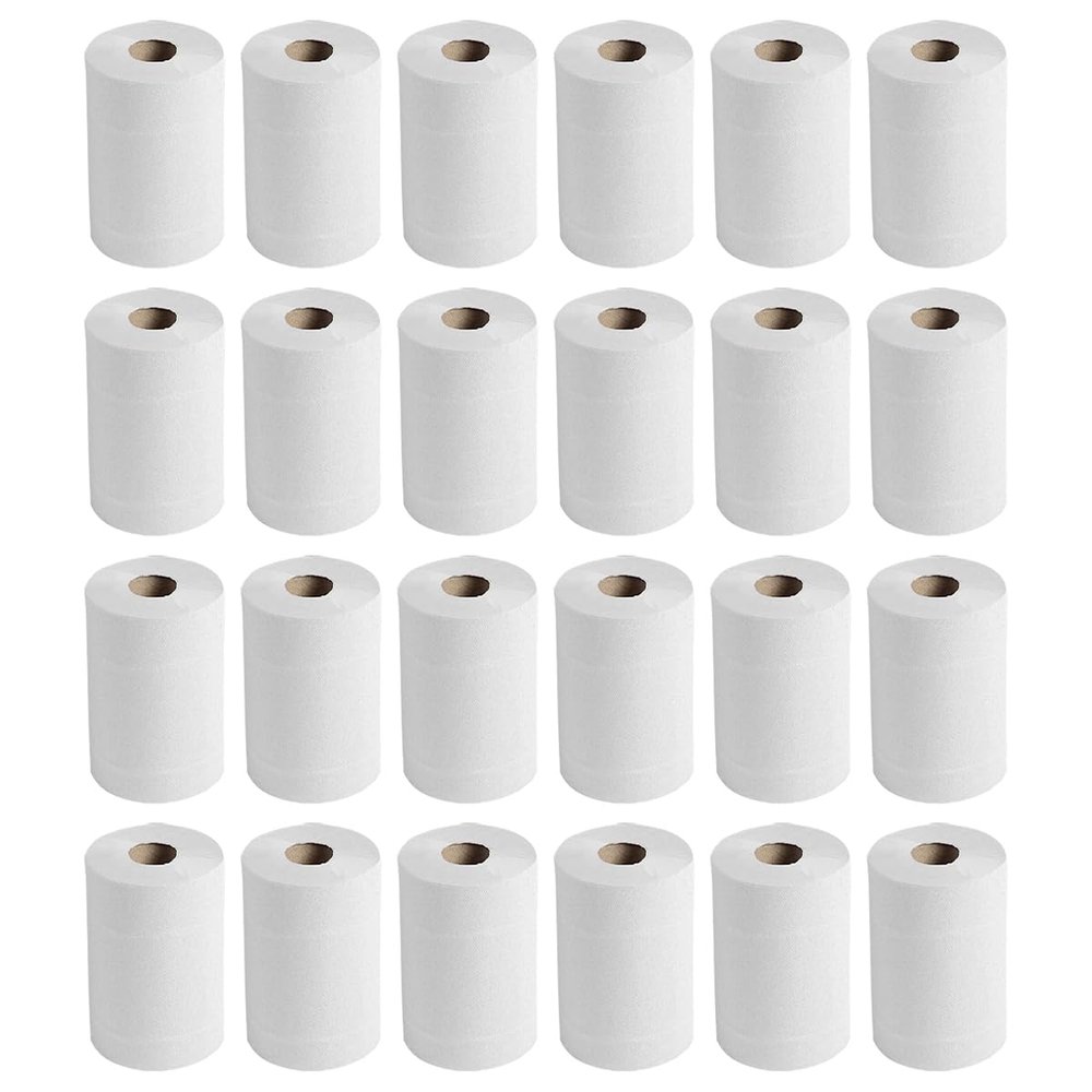 24 Rolls 7200 Sheets White Kitchen Roll 2 Ply Strong & Absorbent Paper Towels Durable & Disposable Napkin for Kitchen Household Cleaning & Spills Dirt Greas Soft Ideal for Home Restaurants & Catering