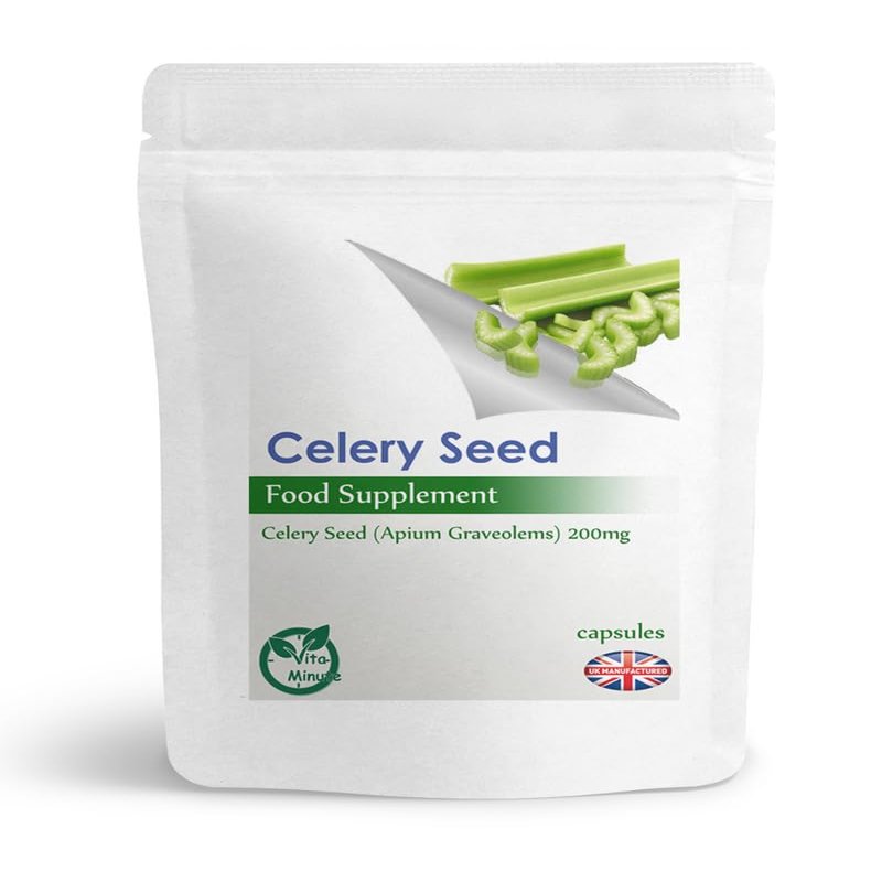 100 x Celery Seed 200mg Capsules | Apium Graveolens Seed Easy Swallow Capsule | UK Manufacturer | Letterbox Friendly