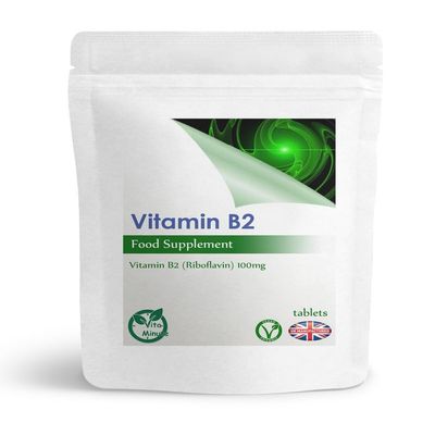 100 x Vitamin B2 Riboflavin 100mg Tablets | High Strength | Helps with Tiredness and Fatigue, Supports Energy Levels (Vegan)