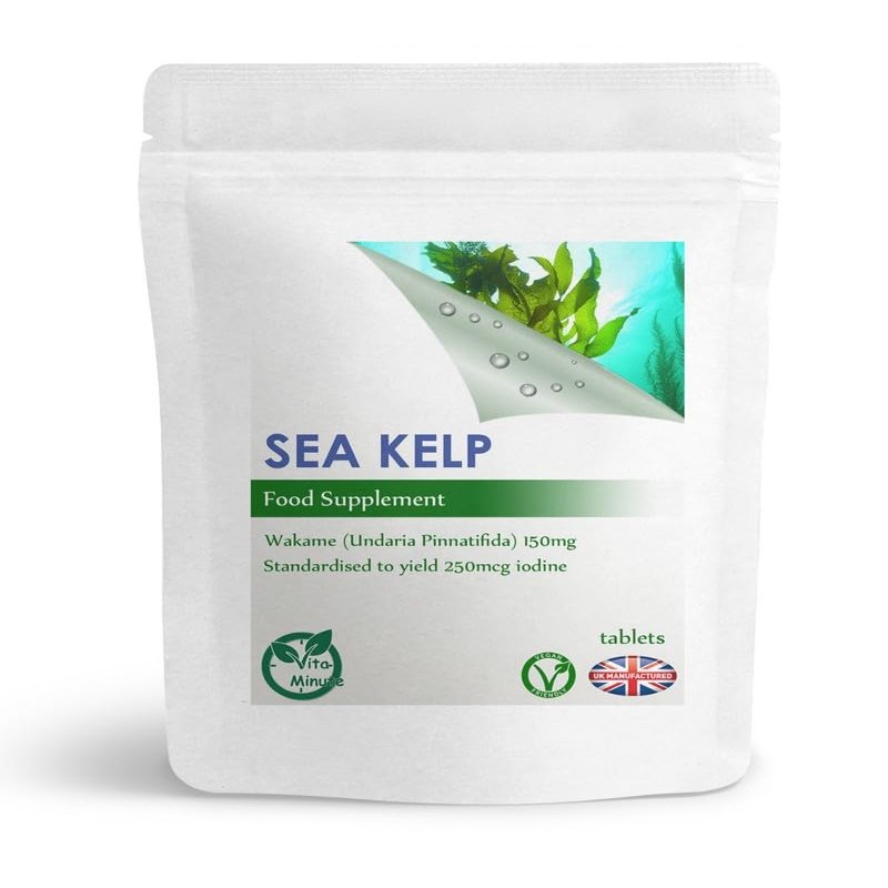 100 x Sea Kelp 150mg Tablets, High Natural Iodine 250mcg, Thyroid, Hair Skin Support