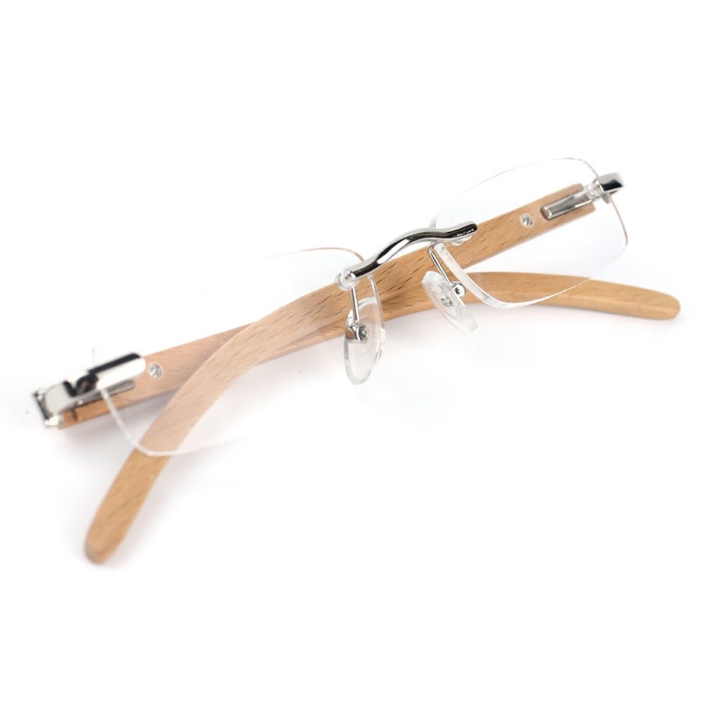 HZEPDVT 1 Pair Of Wood Grain Reading Glasses For Men And Women, Resin Metal Frameless Reading Glasses, Men And Women, Anti-fatigue(+1.50)