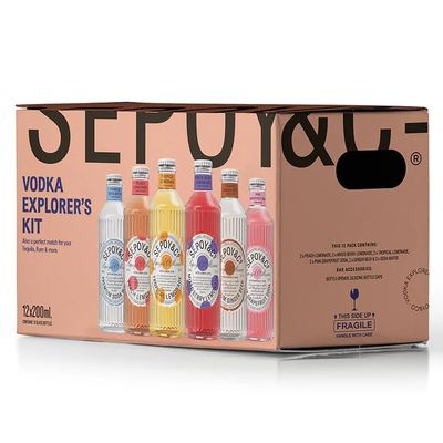 Sepoy & Co. Premium Cocktail Mixers Kit to pair with Vodka | Low Calorie, Less Sugar, 100% Organic Mixers made with Pure Himalayan Water | 12 * 200ml Glass Bottles | Exclusive Gifting Option
