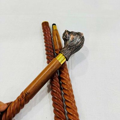 Walking Stick Lion Head Handle Wooden Victorian Foldable Cane Collectible Men's Gift Husband Gift Anniversary Halloween