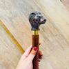Walking Stick Lion Head Handle Wooden Victorian Foldable Cane Collectible Men's Gift Husband Gift Anniversary Halloween view 3