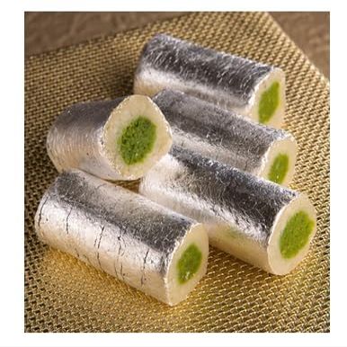 Diwali Present-Lily's Indian Vegetarian Cuisine, Kaju Pista Roll (Cashewnuts Pistachio Rolls) Serve With Multi pieces (6)