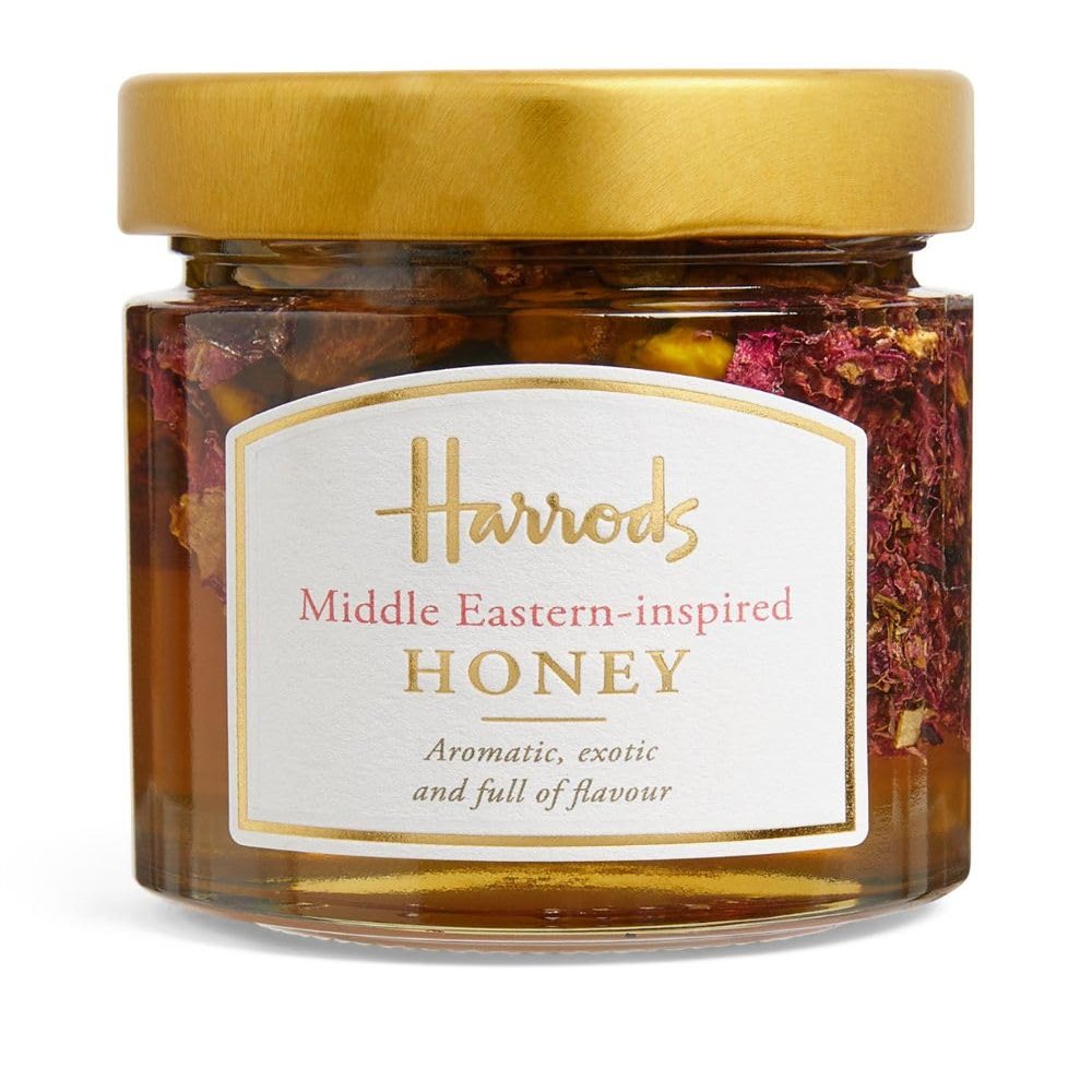 Harrods Middle Eastern-Inspired Aromatic Honey, with Pistachios, Cardamom Extract, Rose Petals 250g