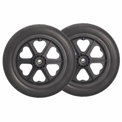 12 1/2x2 1/4 Solid Rear Wheels, 12 Inch Manual Wheelchairs Replacement Wheel, PU Solid Non-Inflatable Tire, Rear Wheel Assembly, Bearing: 1/2" (12mm) (2 PCS)