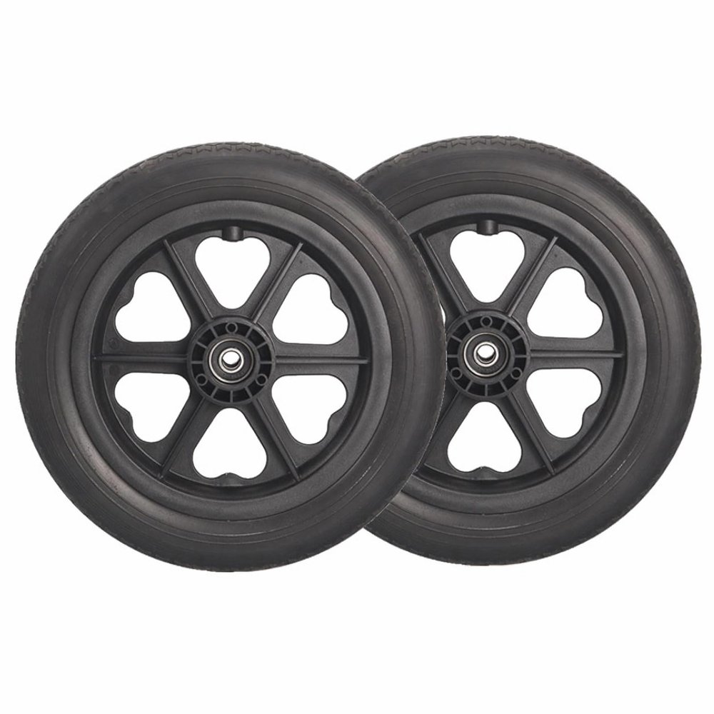 12 1/2x2 1/4 Solid Rear Wheels, 12 Inch Manual Wheelchairs Replacement Wheel, PU Solid Non-Inflatable Tire, Rear Wheel Assembly, Bearing: 1/2" (12mm) (2 PCS)