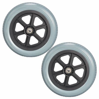 12 Inch Rear Wheels, 12 1/2x2 1/4 Manual Wheelchairs Replacement Wheels, PU Solid Non-Inflatable Tire, Wheelchair Accessories, Bearing: 1/2" (12mm) (2 Pack)