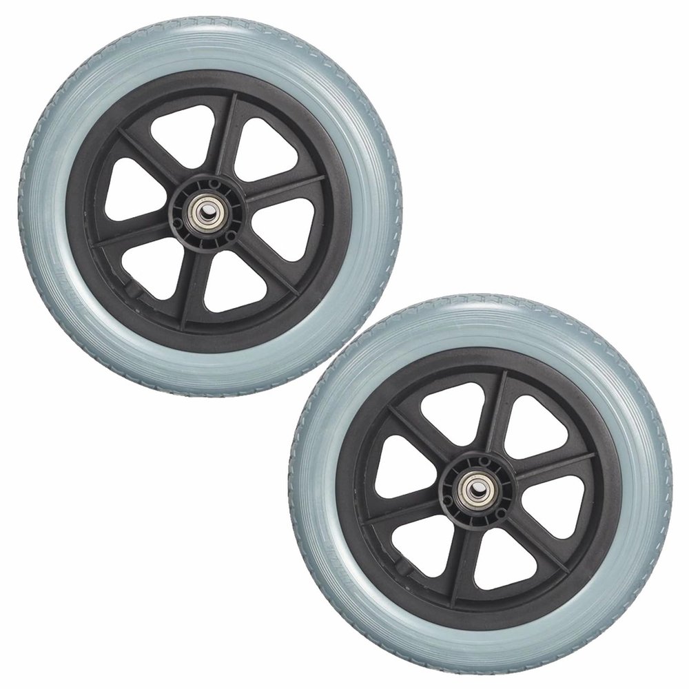 12 Inch Rear Wheels, 12 1/2x2 1/4 Manual Wheelchairs Replacement Wheels, PU Solid Non-Inflatable Tire, Wheelchair Accessories, Bearing: 1/2" (12mm) (2 Pack)