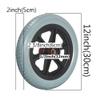 12 Inch Rear Wheels, 12 1/2x2 1/4 Manual Wheelchairs Replacement Wheels, PU Solid Non-Inflatable Tire, Wheelchair Accessories, Bearing: 1/2" (12mm) (2 Pack) view 3