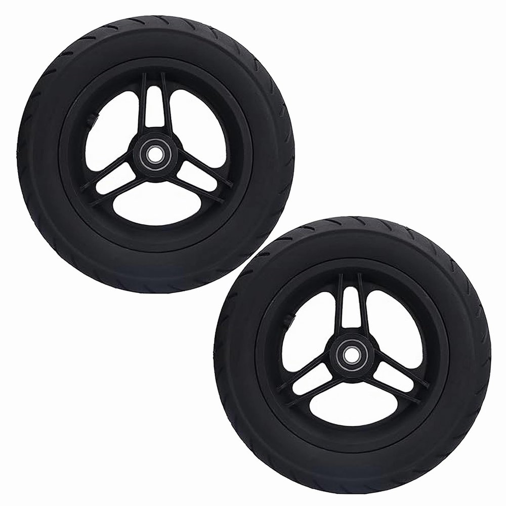 10 Inch Wheelchair Front Wheel, 10x2 Electric Wheelchair Replacement Wheel, Polyurethane Solid Non-Inflatable Tire, Bearing: 1/2" (12 mm) (1 Set of 2)