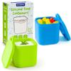 Ecurfu Silicone Dips Containers, 2x 4 oz Salad Dressing Container To Go, Condiment Container with Lids, Compatible with Most Bento Lunch Box (Blue/Green) view 1