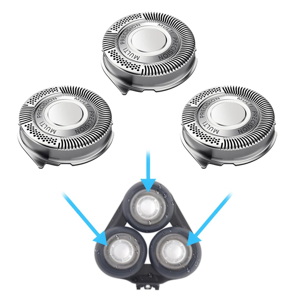 3 PCS SH50 Replacement Blades Compatible with Philips Series 5000 Shaver Heads for Series 5000 Shaving Head (Round Case)- Not Compatible with 5000 Series Pentagonal Case Models