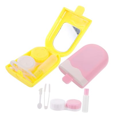 Beavorty 2sets Ice Cream Box Travel Small Lens Holder Leakproof Cosmetic Case Random Color