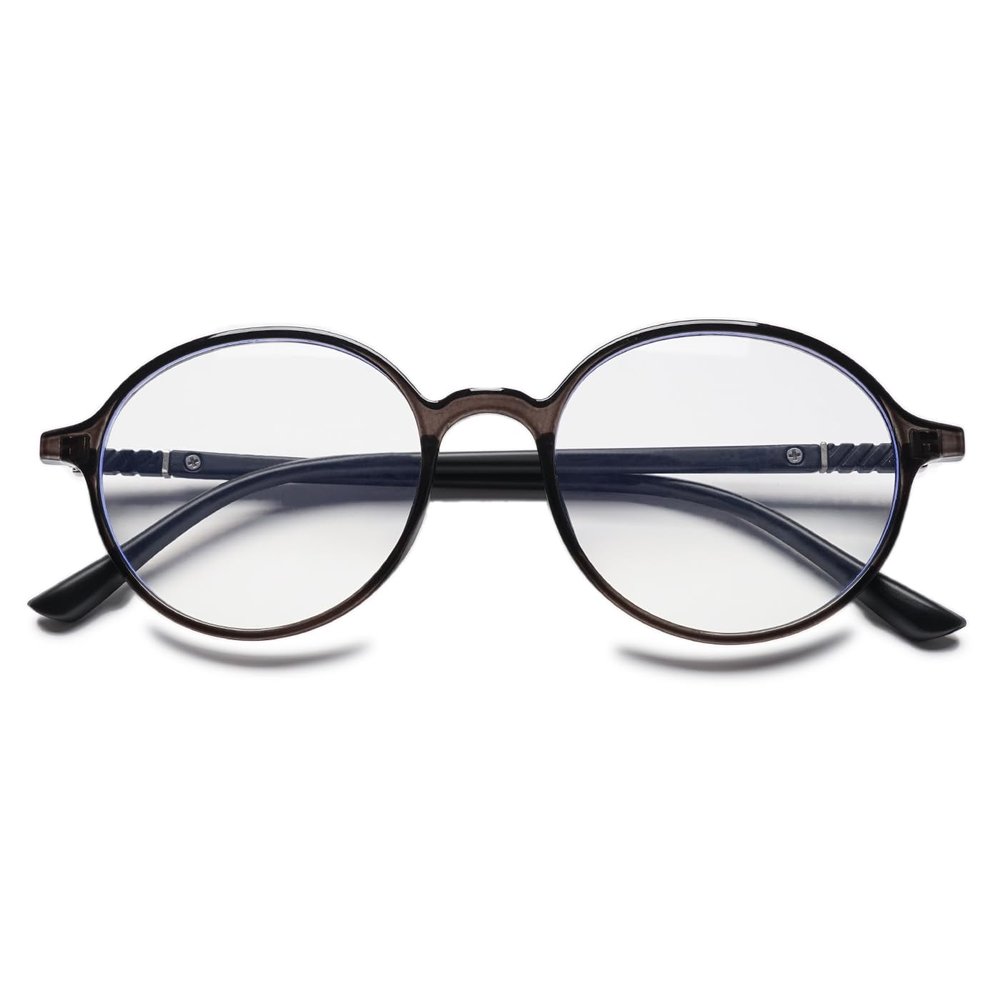 ABETOS Blue Light Blocking Reading Glasses for Women Men Retro Round Frame Computer Readers Eyeglasses for Reading Gaming 0.0 1.0 1.5 2.0 2.5 3.0, Grey+0.0