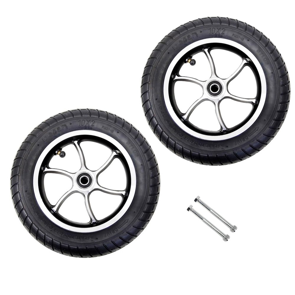 10"2" Wheelchair Caster Front Wheel Assembly, 10-inch Front Wheel Replacement for Electric Wheelchair, Pneumatic Tire, Aluminum Hub, 12mm (1/2") Bearing