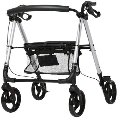 CVNIMV Rollator Shopping Cart Walking Frame Foldable Compact Mobility Aids with Seat Bag and Wheel Transport Walking Stick Elderly Disabled Yearn for Independence