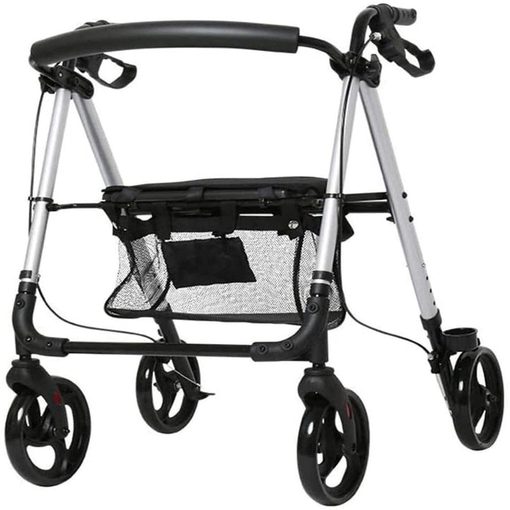 CVNIMV Rollator Shopping Cart Walking Frame Foldable Compact Mobility Aids with Seat Bag and Wheel Transport Walking Stick Elderly Disabled Yearn for Independence