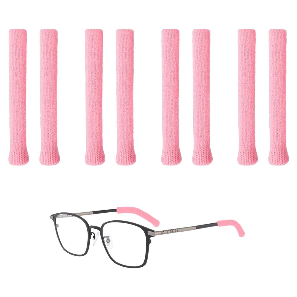 4 Pairs Glasses Comfort Ear Pads,Glasses Ear Cushions,Glasses Arm Covers,Soft Knitted Cotton Ear Pads for Glasses,Pink Glasses Legs Cushions Glasses Reading Sports Sunglasses Glasses Grips Behind Ears