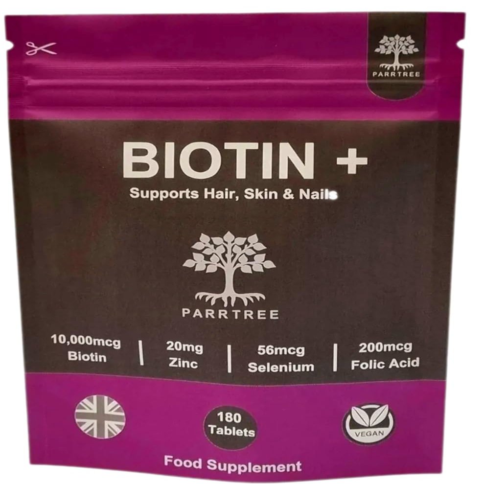 Biotin + Hair Growth Food Supplement- 180 Days Supply - Enhanced with Zinc Selenium & Folic Acid - 180 Tablets - Biotin 10,000 mcg - Vegan Hair Nails Skin Vitamins for Women & Men - UK Made
