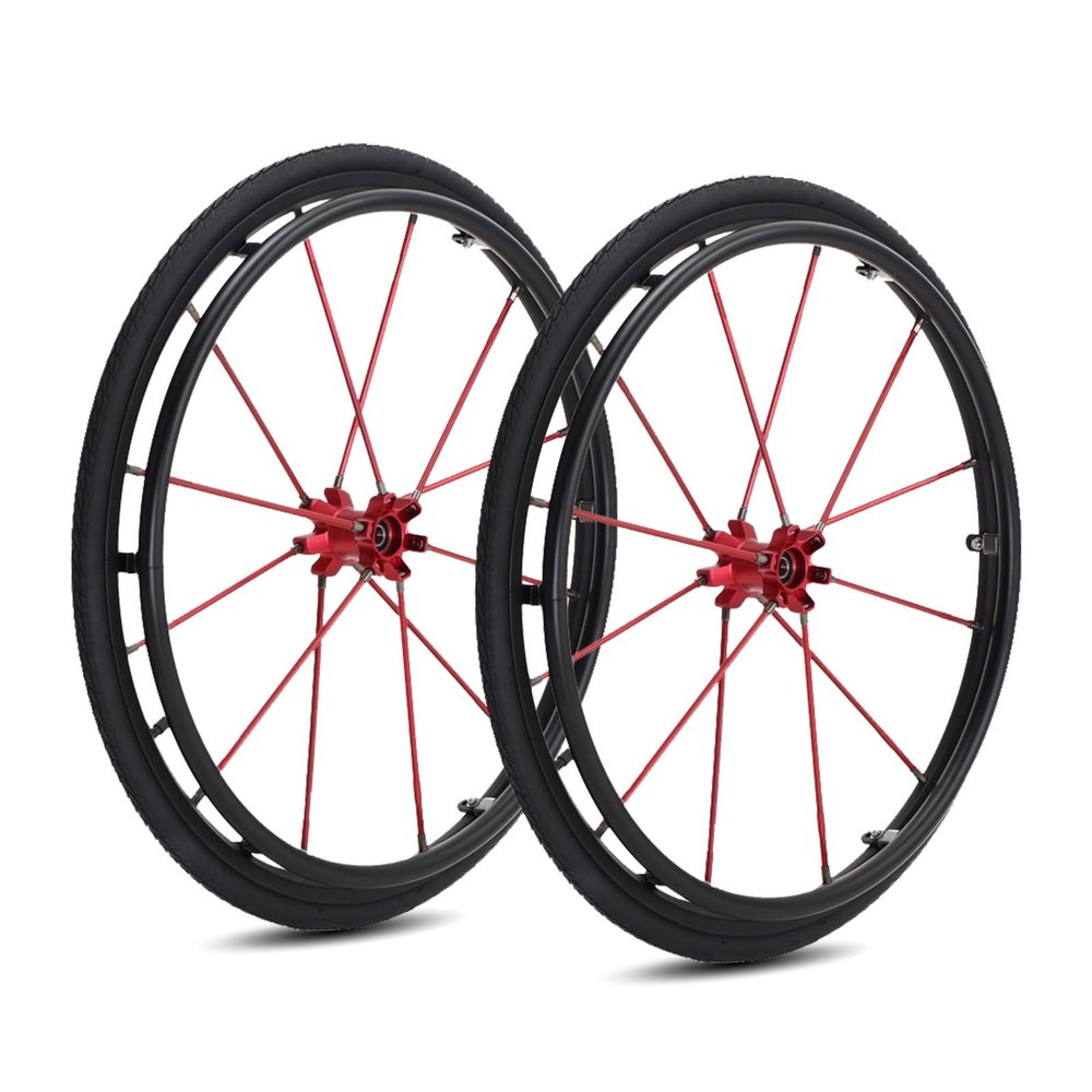 2Pcs 24 Inch Wheel Replacement for Sports Wheelchair, 211 (25-540) Inflatable Rear Wheel, Aluminum Hubs with 0.5in(1/2") Bearings