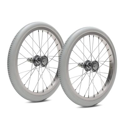 1 Pair 16 Inch Wheel Replacement for Wheelchairs, 161.75 Solid Rear Wheels Assembly, Polyurethane Tires, Aluminum Alloy Spoke Hub