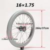 1 Pair 16 Inch Wheel Replacement for Wheelchairs, 161.75 Solid Rear Wheels Assembly, Polyurethane Tires, Aluminum Alloy Spoke Hub view 3