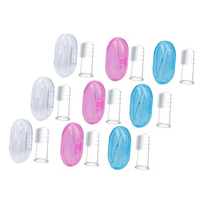 Ipetboom Baby Finger Toothbrush 9pcs Silicone Infant Oral Cleaning Brush Set with Storage Box, Double-Sided Toddler Teeth Cleaner for Newborns 0-3 Years