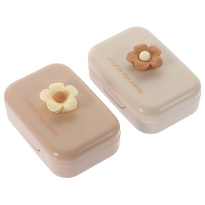 HOMOCONO 2sets Cute Holder Travel Case Lens Organizer Small Storage Box for Eyes