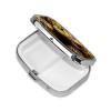 Yellow Snake Pill Box 2 Compartment Pill Case for Purse & Pocket Cute Pill Organizer with Mirror Portable Travel Pillbox Metal Square Medicine Organizer Unique Gift view 3