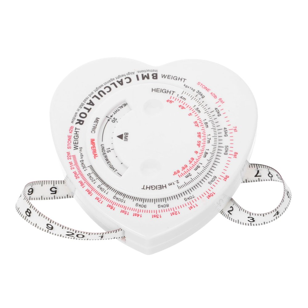 FRCOLOR Portable Fitness Tape Measure with Automatic Retractable Mechanism Dual Sided BMI Chart Waist and Physique Measurement Tool Plastic White 1.5M