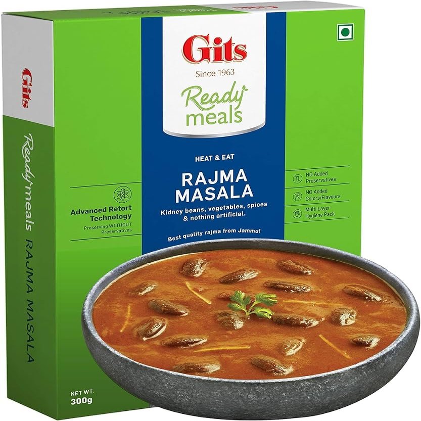 Gits Ready To Eat Meal Rajma Masala 300g  Delicious Red Kidney Beans Curry in a Rich, Spicy Gravy (Pack of 1)