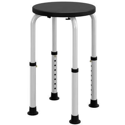 HOMCOM Shower Chair, Adjustable Height Shower Stool with Aluminium Frame and Non-Slip Feet, Bathtub Stool Seat for Elderly Disabled Handicap, Black