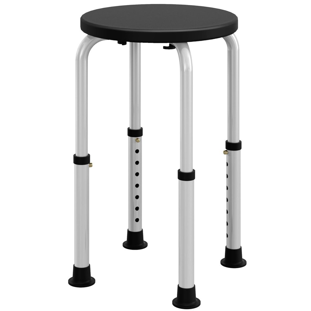 HOMCOM Shower Chair, Adjustable Height Shower Stool with Aluminium Frame and Non-Slip Feet, Bathtub Stool Seat for Elderly Disabled Handicap, Black