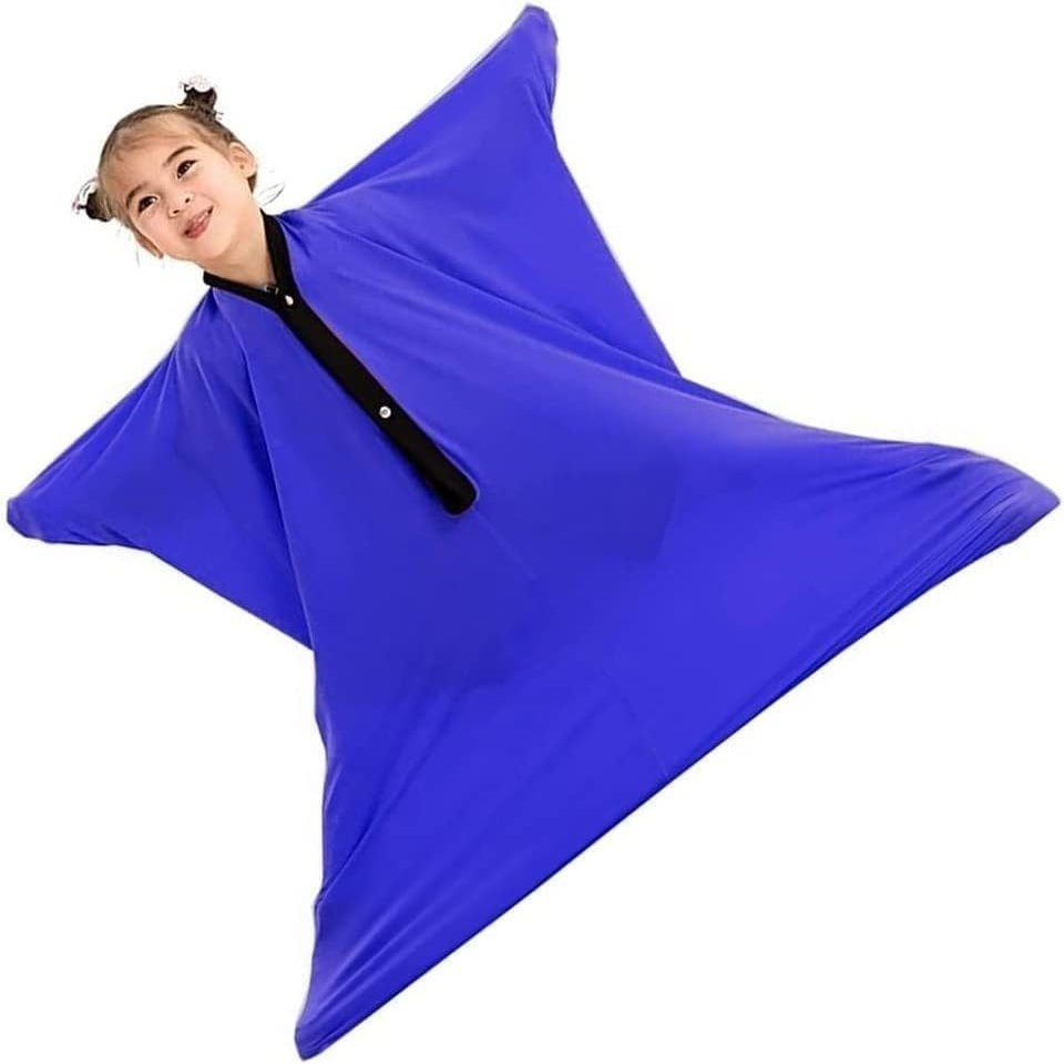 Sensory Body SocksSensory Bags Full Body Wrap to Relieve Stress Stretchy Breathable, Sensory Needs Child Autism Stockings, Autism Equipment Adult Sensory Sock Autism Body Sock(Blue,S)
