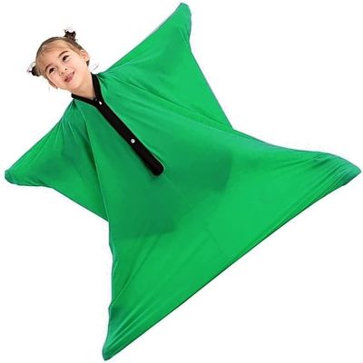 Sensory Stretchy Body Sock for Individuals with Autism, Anxiety - Deep Pressure Simulation Body Blanket - Full-Body Wrap - Snap Closure(Green,S)