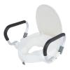 10cm Elevated Raised Toilet Seat for Elderly with Removable Padded Arms and Lid White Toilet Frame Lift Cover view 1